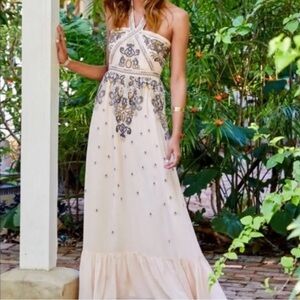 Altar'd State Corabeth Embroidered Halter Dress NWT